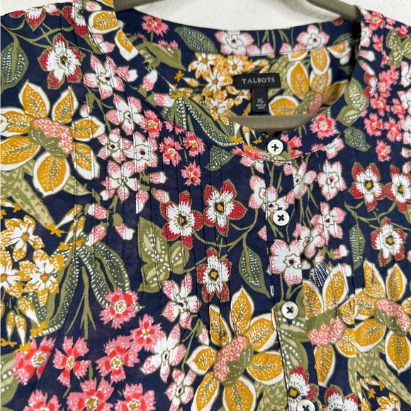 Talbots Women’s XL Feminine Pintuck Popover Top Blouse Garden Floral Cottagecore - Picture 5 of 8